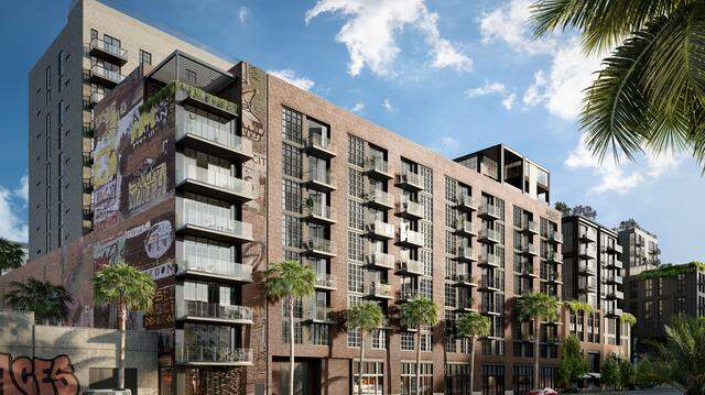 Renderings of a proposed Wynwood office building that would house the headquarters of Pitbull’s record label Mr. 305 Records.